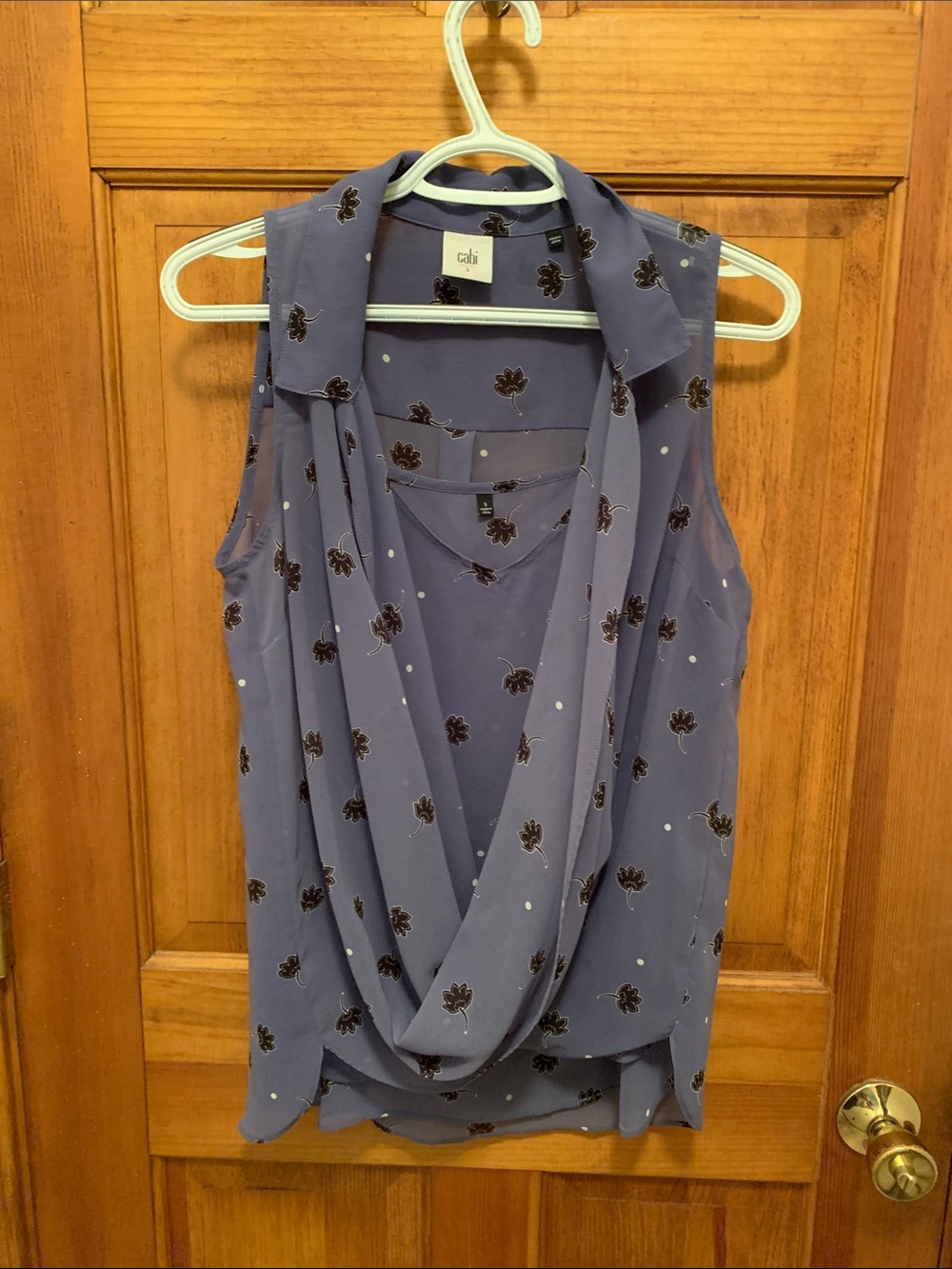 CAbi Dusty Lavender Floral Drape Neck Sleeveless Camisole